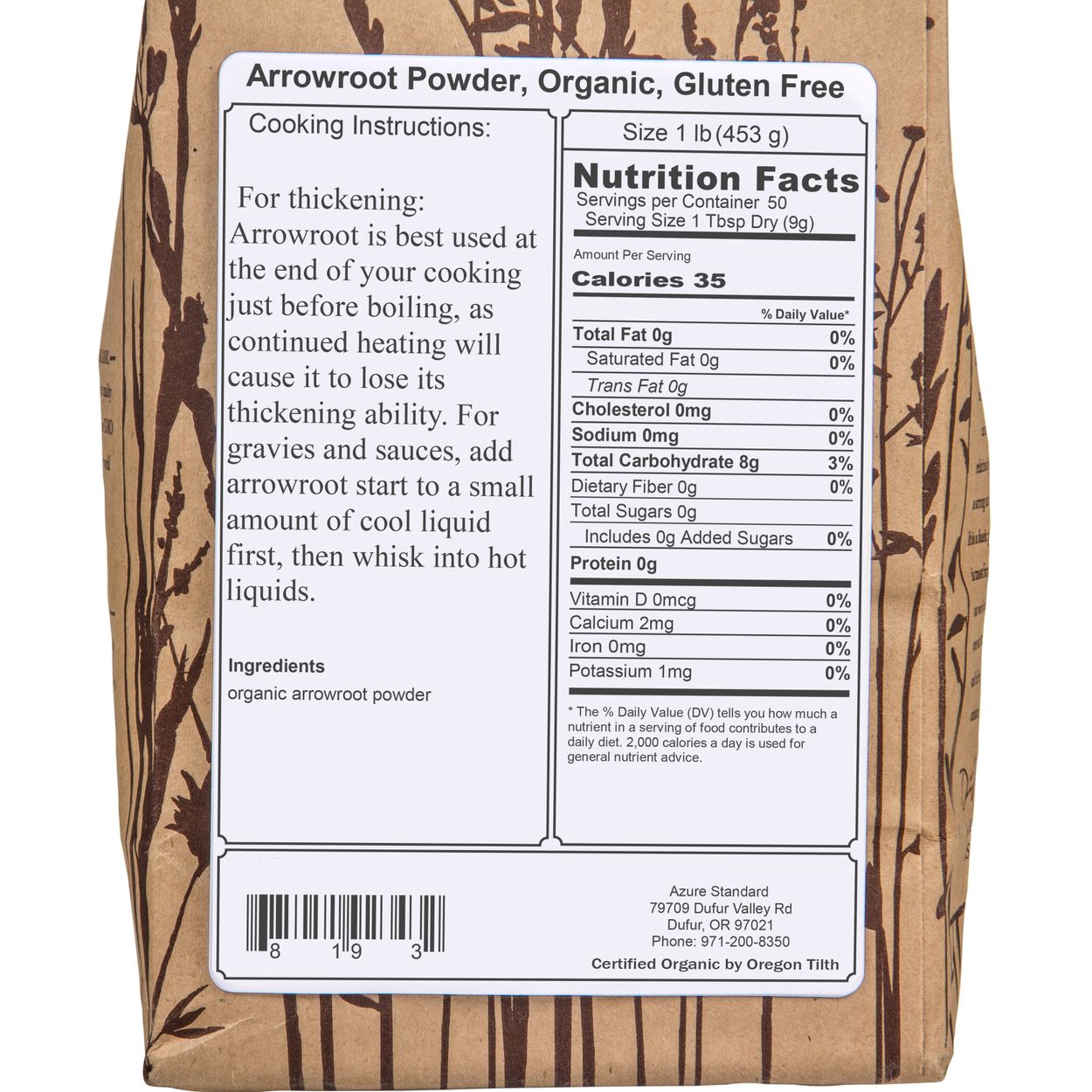 Arrowroot Powder - Azure Market Organics - Image 2